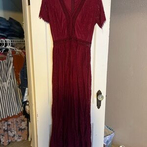 Elegant Burgundy Lace Dress